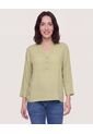 Blusa Basica Manga ¾  Para Mujer Verde Ostu de Ostu