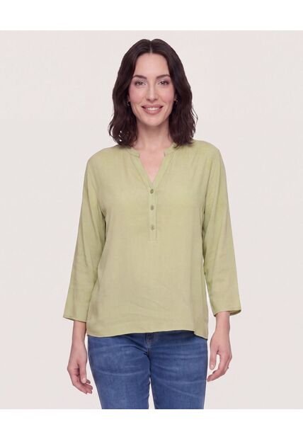 Blusa Basica Manga ¾  Para Mujer Verde Ostu