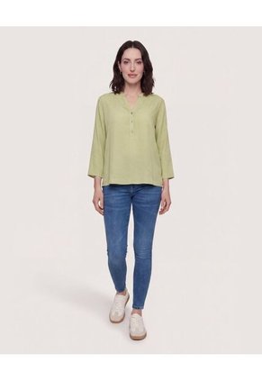 Blusa Basica Manga ¾  Para Mujer Verde Ostu