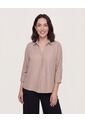 Blusa Fluid Manga 3/4  Para Mujer Café Ostu de Ostu