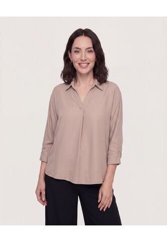 Blusa Fluid Manga 3/4  Para Mujer Café Ostu Ostu