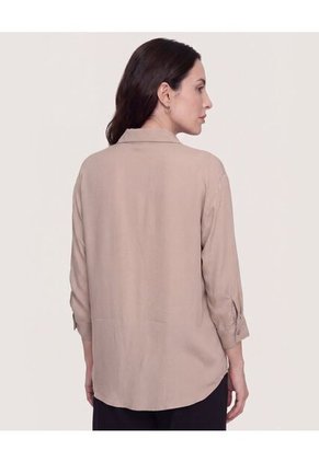 Blusa Fluid Manga 3/4  Para Mujer Café Ostu