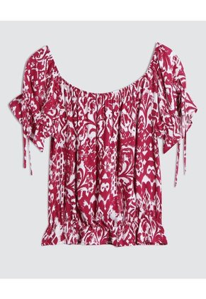 Blusa Para Mujer Manga Corta Color Cereza Marca Ostu #40121011