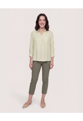 Blusa Fluid Manga 3/4 Para Mujer Verde Ostu