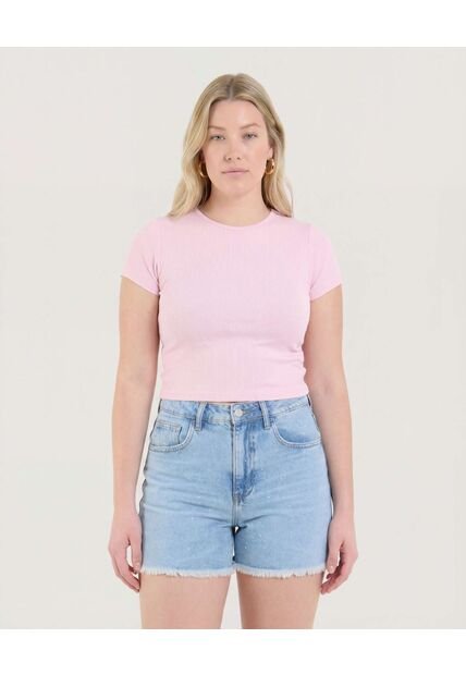 Crop Top Basico  Para Mujer Rosa Ostu