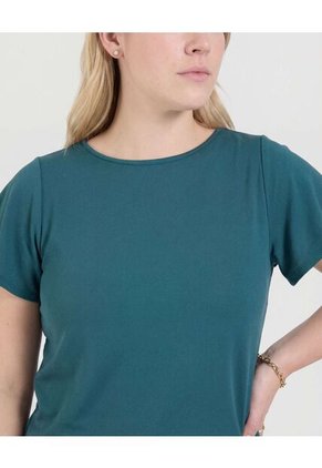 Camiseta Manga Corta Con Vuelos Para Mujer Verde Ostu