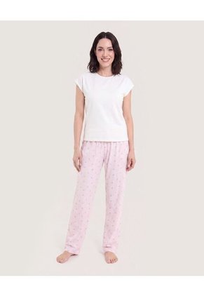 Pijama Rayas Comfort Para Mujer Crudo Ostu