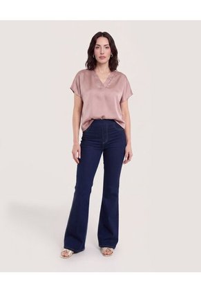Blusa Con Escote En V Para Mujer Café Ostu