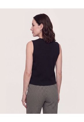 Chaleco Punto Buttons  Para Mujer Negro Ostu