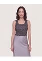 Top Basico Hombro Ancho Estampado  Para Mujer Negro Ostu de Ostu