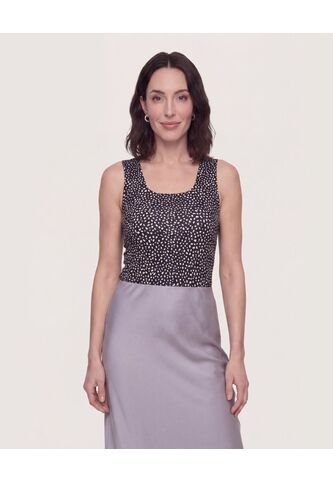 Top Basico Hombro Ancho Estampado  Para Mujer Negro Ostu Ostu