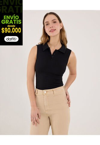 Polo Para Mujer Manga Sisa Color Negro Marca Ostu #40110183 Ostu