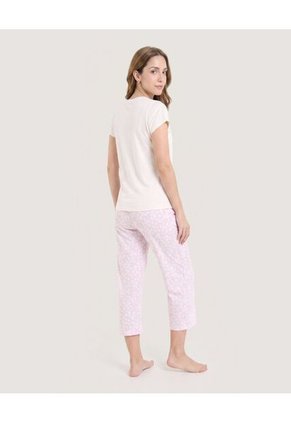 Pijama Capri Floral Relax Para Mujer Marfil Ostu
