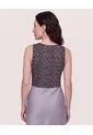 Top Basico Hombro Ancho Estampado  Para Mujer Negro Ostu de Ostu