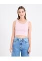 Camiseta Cropped En Rib Con Botones  Para Mujer Rosa Ostu de Ostu