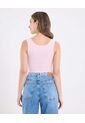 Camiseta Cropped En Rib Con Botones  Para Mujer Rosa Ostu de Ostu