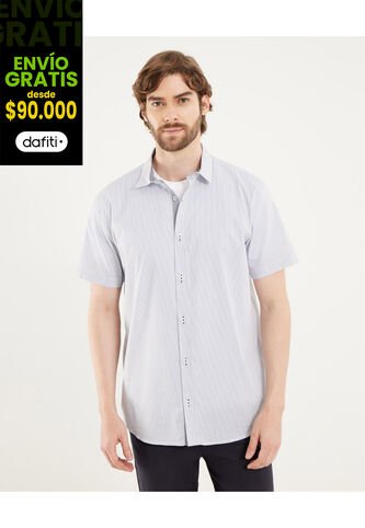 Camisa Para Hombre Manga Corta Sin Bolsillo Cuello Casual M Color Azul Marca Ostu #60010869 Ostu