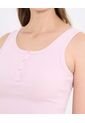 Camiseta Cropped En Rib Con Botones  Para Mujer Rosa Ostu de Ostu