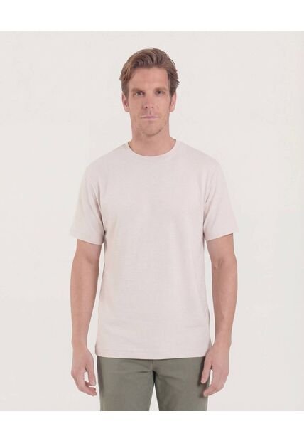 Camiseta Cuello Redondo Texturizada  Para Hombre Beige Ostu
