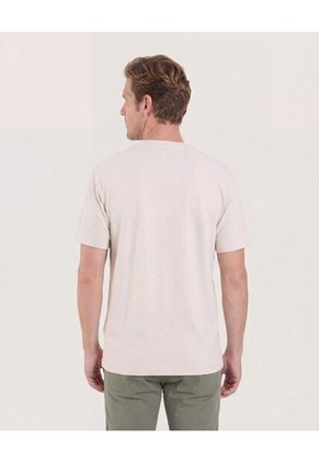 Camiseta Cuello Redondo Texturizada  Para Hombre Beige Ostu