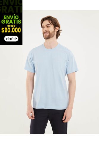 Camiseta Para Hombre Manga Corta Cuello Redondo Color Azul Marca Ostu #60091865 Ostu