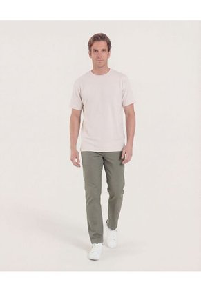 Camiseta Cuello Redondo Texturizada  Para Hombre Beige Ostu
