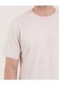 Camiseta Cuello Redondo Texturizada  Para Hombre Beige Ostu de Ostu