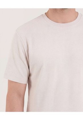 Camiseta Cuello Redondo Texturizada  Para Hombre Beige Ostu