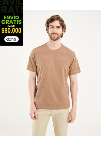 Camiseta Para Hombre Manga Corta Cuello Redondo Color Café Marca Ostu #60091866 Ostu