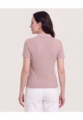 Polo Textura Classic Fit Para Mujer Café Ostu