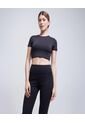 Crop Top Para Mujer Manga Corta Color Negro Marca Ostu #40092089 de Ostu