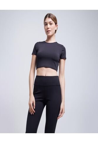 Crop Top Para Mujer Manga Corta Color Negro Marca Ostu #40092089 Ostu