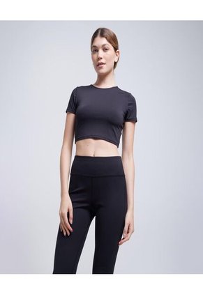 Crop Top Para Mujer Manga Corta Color Negro Marca Ostu #40092089