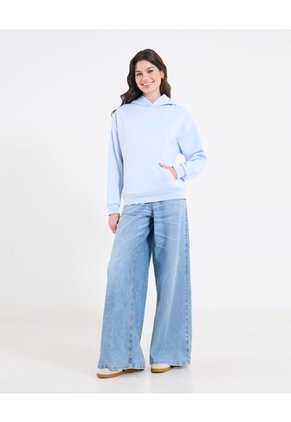 Buzo Tipo Hoodie Para Mujer Azul Ostu