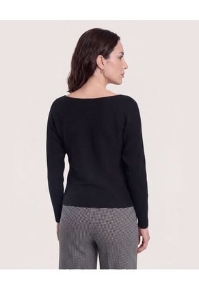 Saco Textura Ojal  Para Mujer Negro Ostu