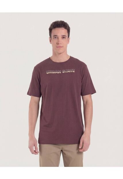 Camiseta Regular Fit Con Screen  Para Hombre Café Ostu