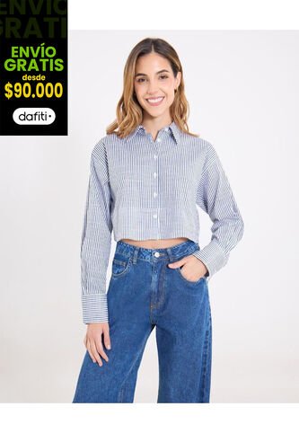 Camisa Para Mujer Manga Larga Color Celeste Marca Ostu #40010342 Ostu