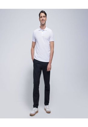 Polo Para Hombre Cuello Tejido Sin Bolsillo Color Blanco Marca Ostu #60110580