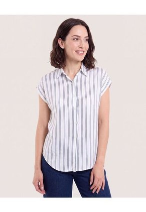 Camisa Manga Corta Para Mujer Azul Ostu