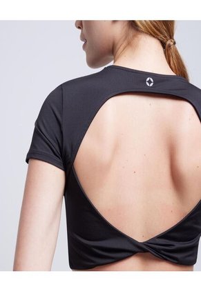 Crop Top Para Mujer Manga Corta Color Negro Marca Ostu #40092089