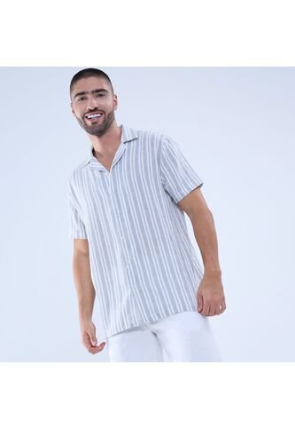 Camisa Para Hombre Manga Corta Sin Bolsillo Cuello Resort Color Azul  Marca Ostu #60010779 Ostu