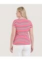Camiseta Manga Corta A Rayas  Para Mujer Rojo Ostu de Ostu
