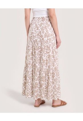 Falda Maxi Floral  Para Mujer Café Ostu