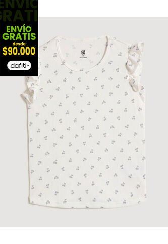 Camiseta Infantil Niña Manga Sisa Cuello Redondo Color Crema Marca Ostu #90090334 Ostu