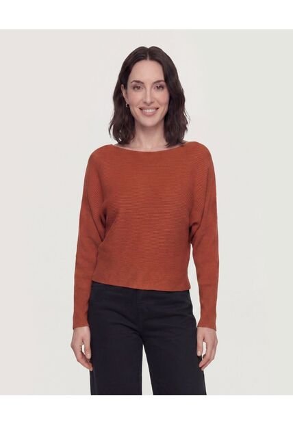 Saco Textura Ojal  Para Mujer Terracota Ostu