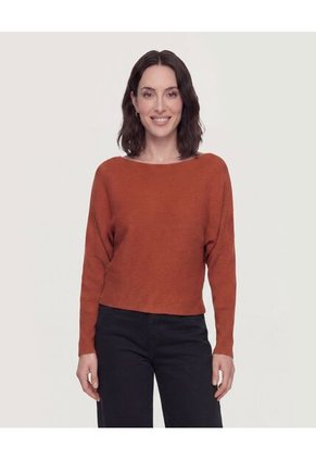 Saco Textura Ojal Para Mujer Terracota Ostu