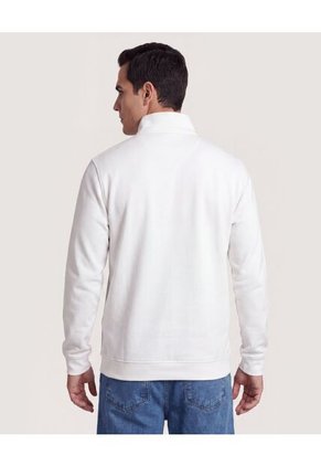 Buzo Half Zipper Contrast  Para Hombre Crema Ostu