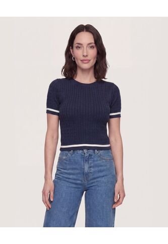 Camiseta Tejida College  Para Mujer Azul Ostu Ostu
