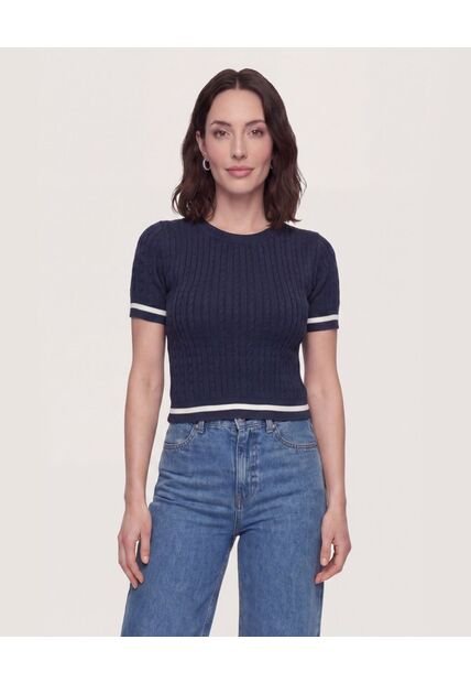 Camiseta Tejida College  Para Mujer Azul Ostu
