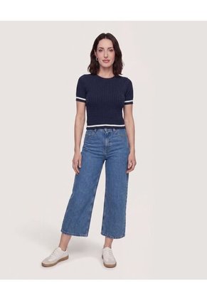 Camiseta Tejida College  Para Mujer Azul Ostu